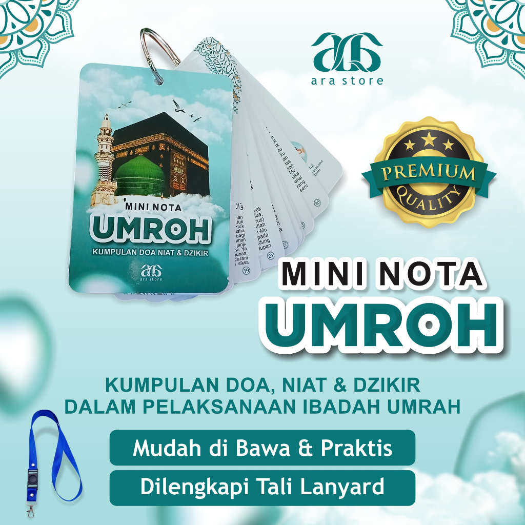 บันทึกอธิษฐานขนาดเล็ก UMRAH ขนาดเล็กบันทึก UMRAH, คู่มือปฏิบัติสําหรับบูชา UMRAH, แฟลชการ์ดอธิษฐาน U