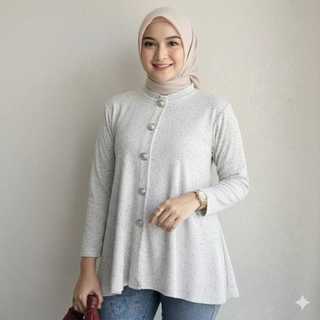 By Zayyenna - Tiara Blouse Atasan Wanita Jumbo Terbaru / Kaos Knit Daily Wanita / Blouse Wanita Casual Bigsize / Atasan wanita BigSize