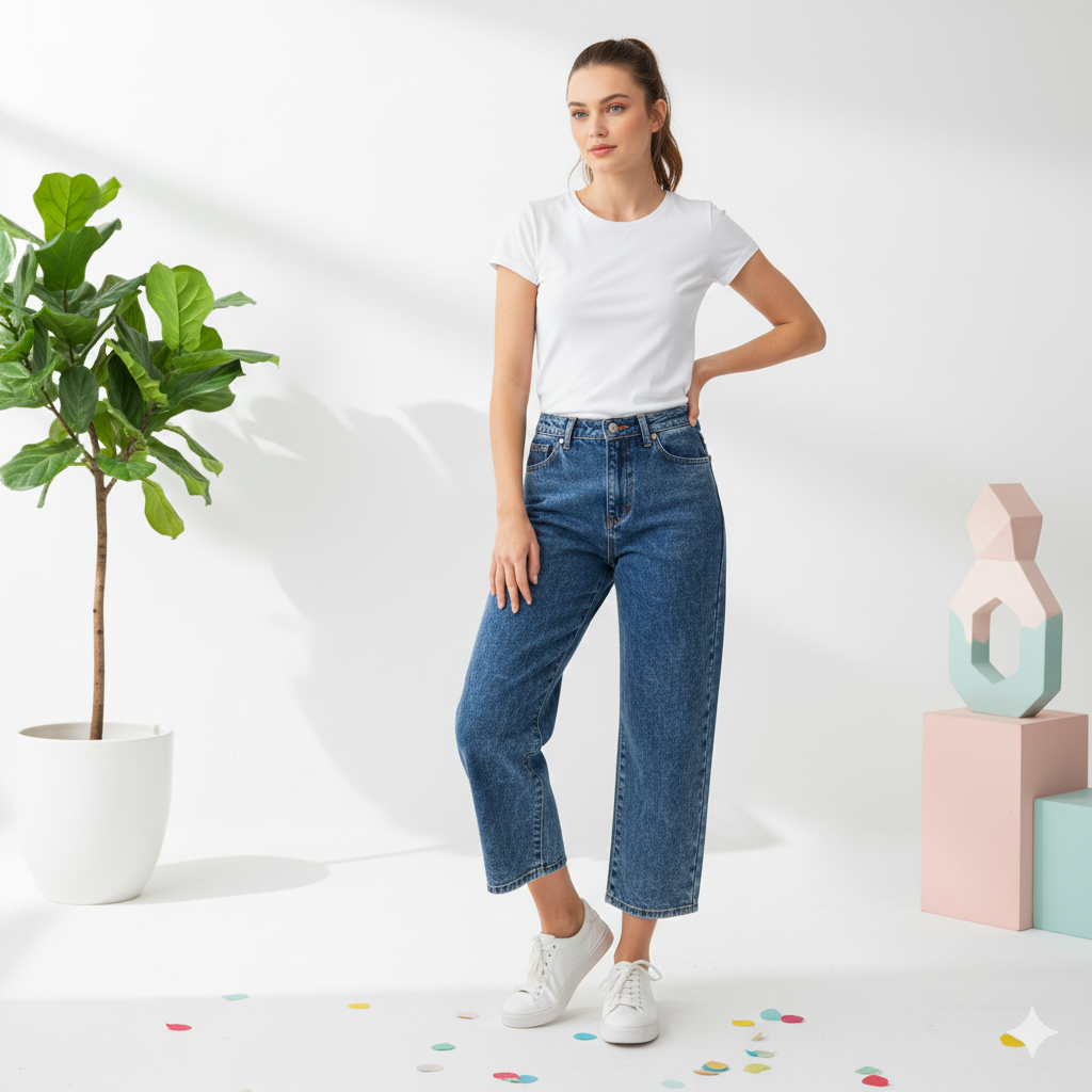 กางเกงยีนส์ผู้หญิง 7/8 แบรนด์ Ghoffaria