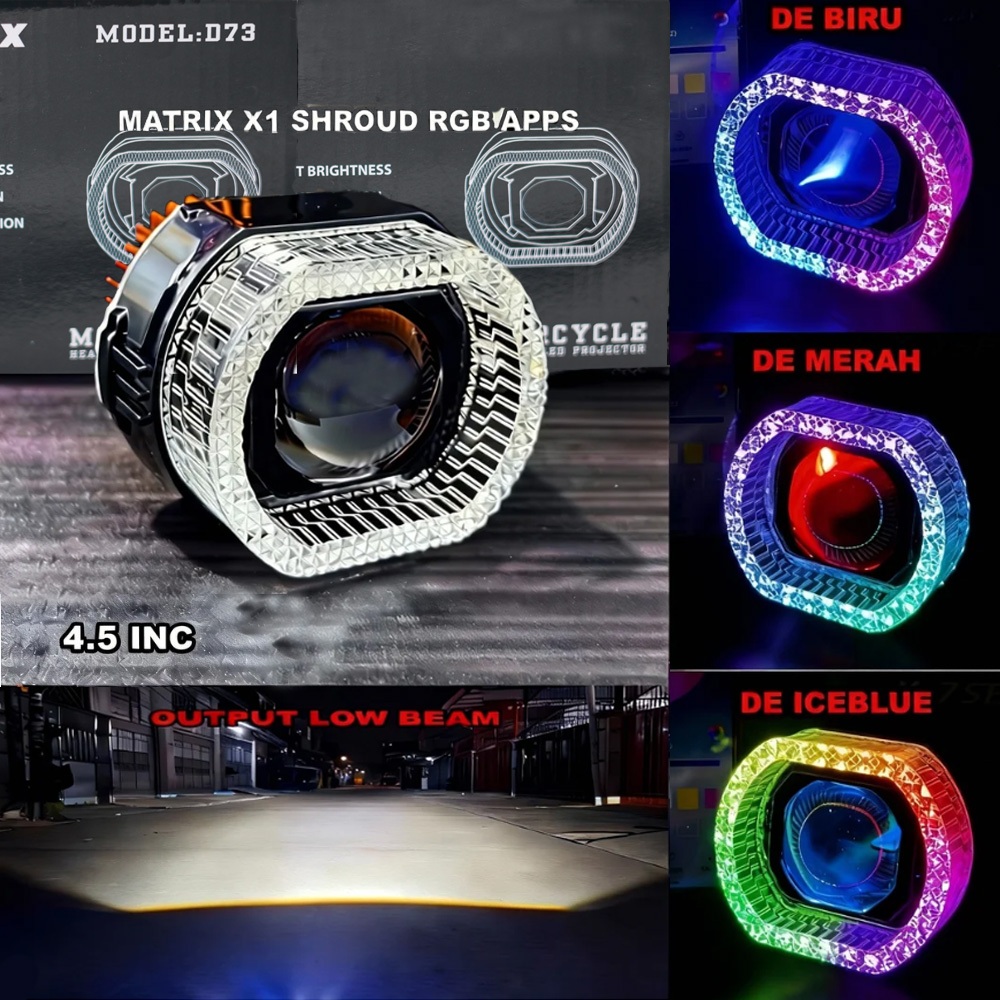 MATRIX X1 BILED SPARKLUX 4.5 นิ้ว BILEDS MATRIX X1 PLUS 5D RGB ACRYLIC SHROUD 210+ โหมด