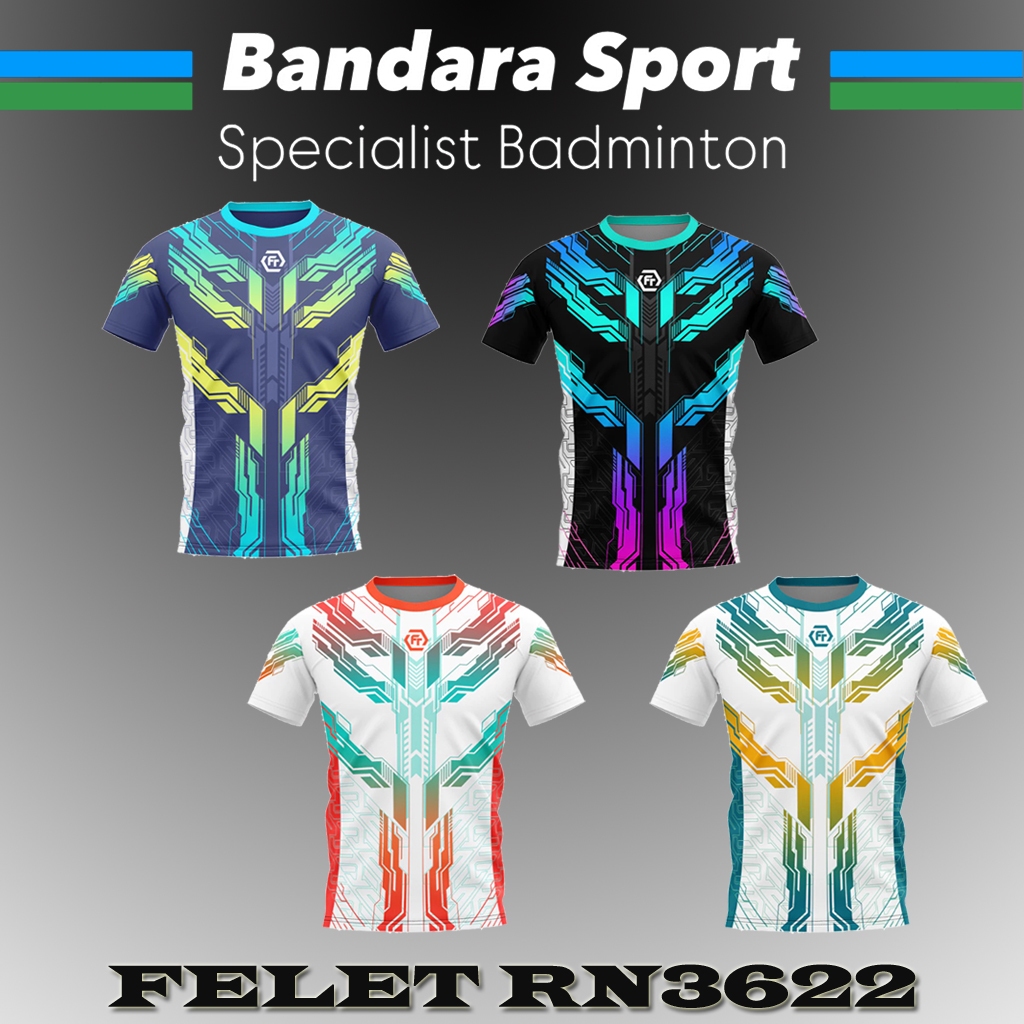 FELET RN 3622 RN3622 เสื้อยืดแบดมินตันกราฟิก - เสื้อกีฬาแบดมินตัน Felet