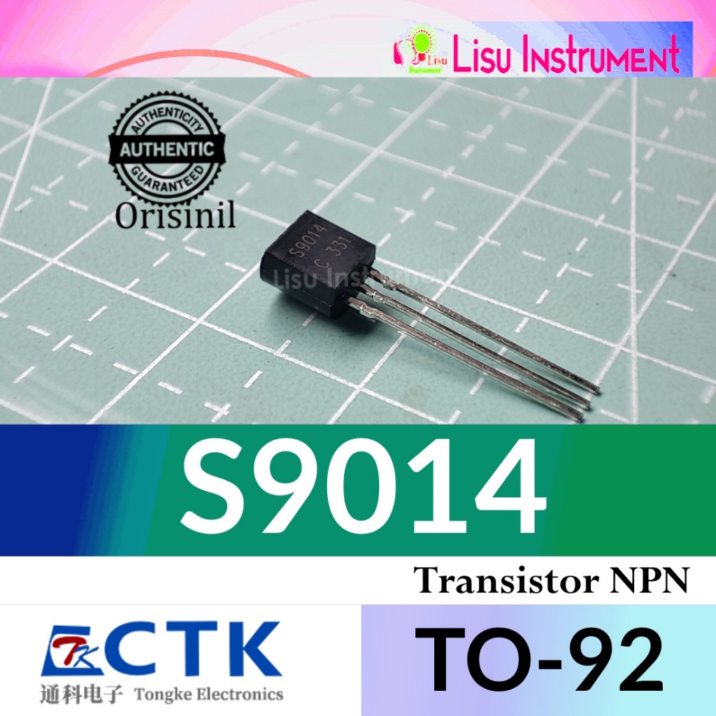 S9014 NPN 45V 100mA C331 ทรานซิสเตอร์เดี่ยว Bipolar TO-92 Ctk Electronics