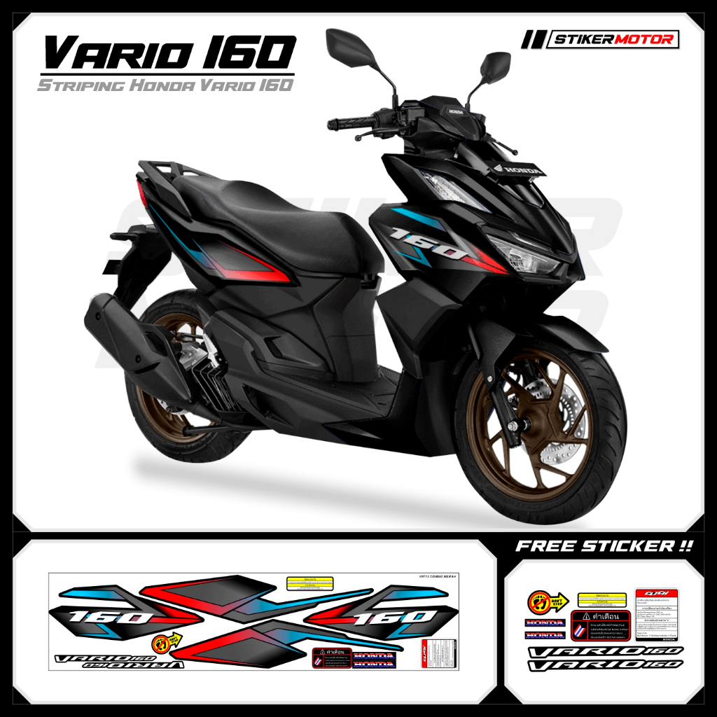 VR713 Striping สติกเกอร์ Vario 160 ใหม่ Honda Click 160 ใหม่ Variation สติกเกอร์ Striker Striping Stripping Skotlet Scotlite Lis มอเตอร์ Matic ใหม่ Honda Vario 160 Click Motif Racing กราฟิกสไตล์ดีกาว...
