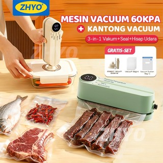 ZHYO Vacuum Sealer Nirkabel 60kPa Portable | Mesin Vacuum Makanan Basah/Kering/Lembut | Sealer Plastik Otomatis P1 P2 P3 | Type-C 1500mAh | Cepat Sealing Anti Bocor Anti Lembap | Vacuum Bag Food Storage