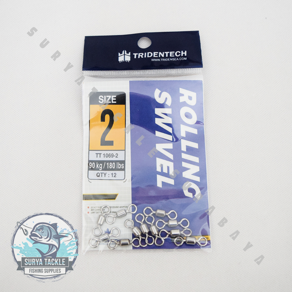 Tridenttech Rolling Swivel Fishing ขนาด 2 เนื้อหา 12 ชิ้น 90Kg/180Lbs - TT1069