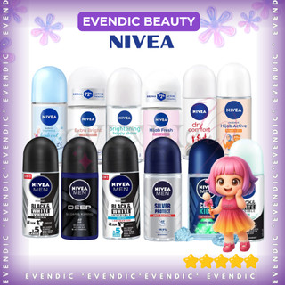 READY Nivea Women / MEN Deodorant Roll On 50 ML / 25ML  - Black & White/ Extra Brightening/ Pearl & Beauty/ Hijab Fresh/ Dry Comfort/ Brightening Happy / men /HIJAB FRESH