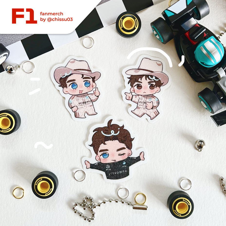 สติ๊กเกอร์ F1 Mercedes Glitter (George Russell, Kimi Antonelli Mercedes Formula 1 Trinkets Merch)