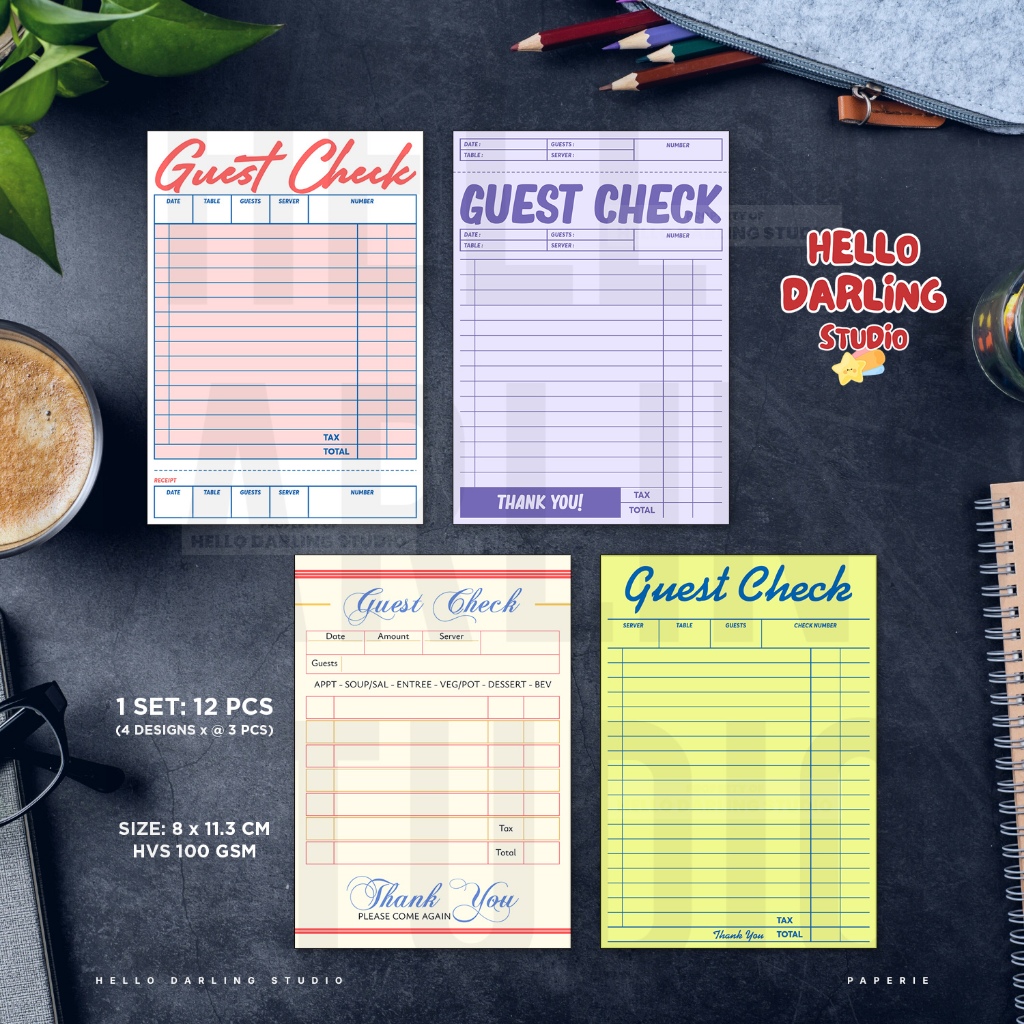 สมุดภาพเดโคกระดาษ GUEST CHECK 12 ชิ้น กระดาษลายวารสาร