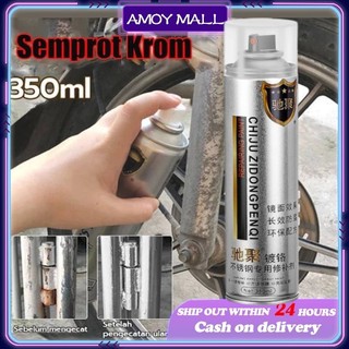 STOK 450 ML Cat Semprot Chrome Sapporo Chrome Spray Paint Anti Karat Warna Stainless Tahan Panas 800°C – Untuk Mesin Knalpot Kompor / Blok Mesin Dll