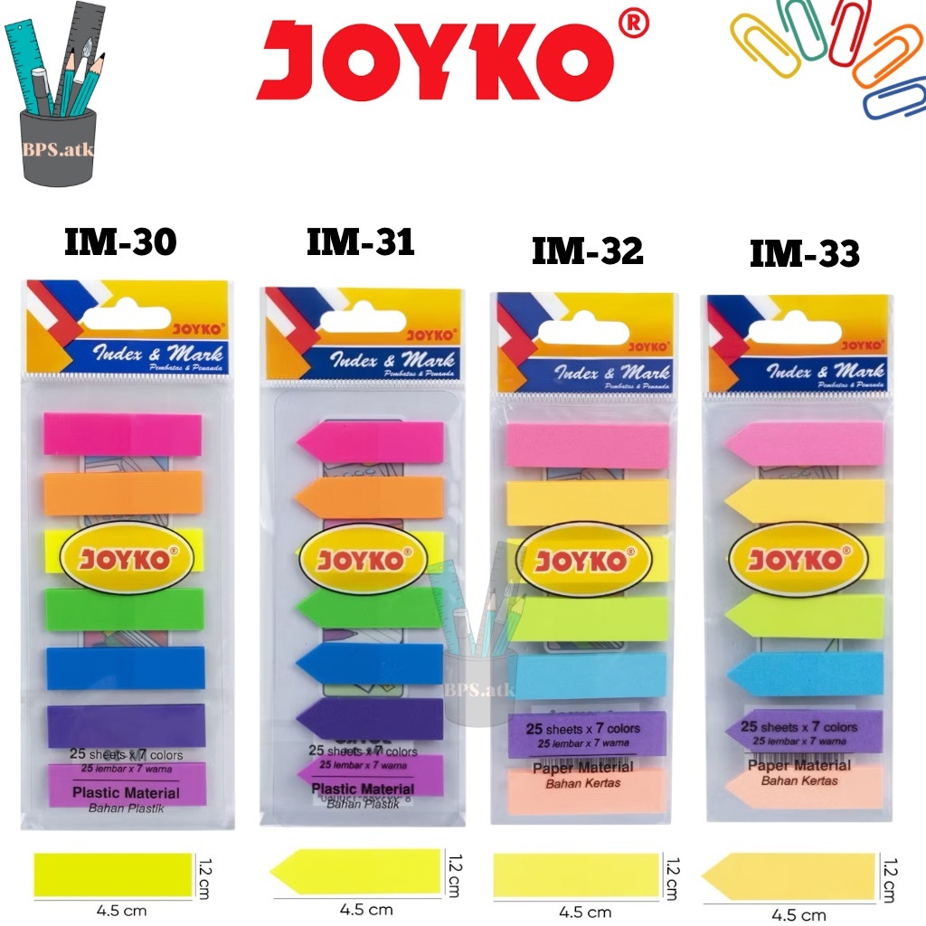 (6 PACK) JOYKO Index & Mark IM-30 IM-31 IM-32 IM-33 Sticky Notes Book Marker 7 สี