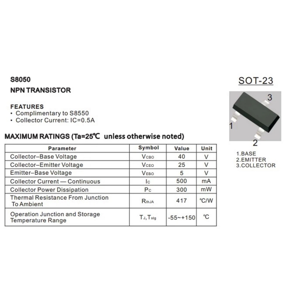 Pangestu อะไหล่ - ทรานซิสเตอร์ SMD FCS8050 Y1 JSY 2TY ทรานซิสเตอร์ FCS S 8050 S8050 ss8050