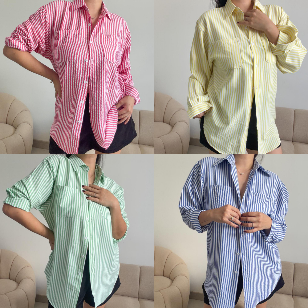 Pluffyschoice Hyeri Stripes เสื้อโอเวอร์ไซส์