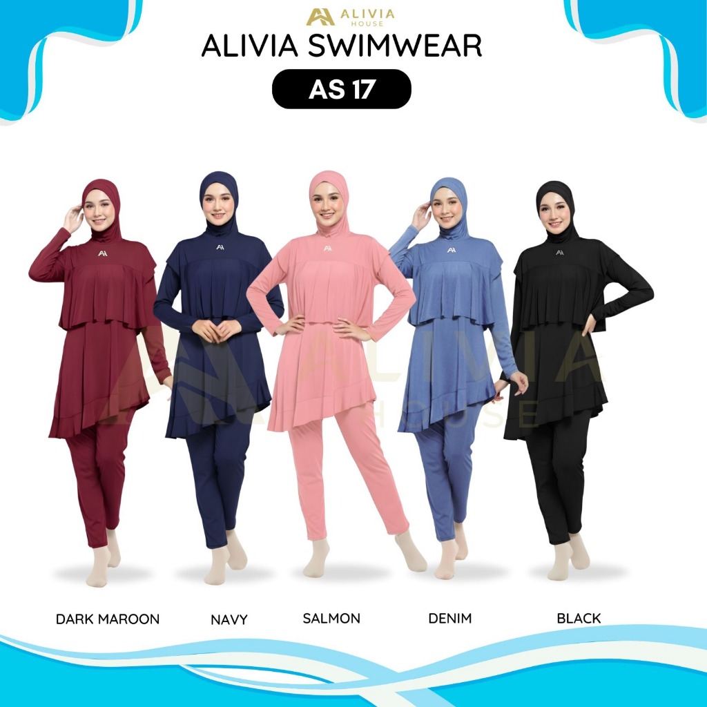 Alivia House - Alivia ชุดว่ายน้ํา AS17 - ชุดว่ายน้ํามุสลิมสําหรับผู้ใหญ่ ผู้หญิงมุสลิม สาววัยรุ่น ชุดว่ายน้ําฮิญาบ
