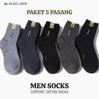 ALGO JAYA - Paket 5 Pasang Kaos Kaki Kerja Pria Dewasa Pendek Motif Kantor Allsize 37-43