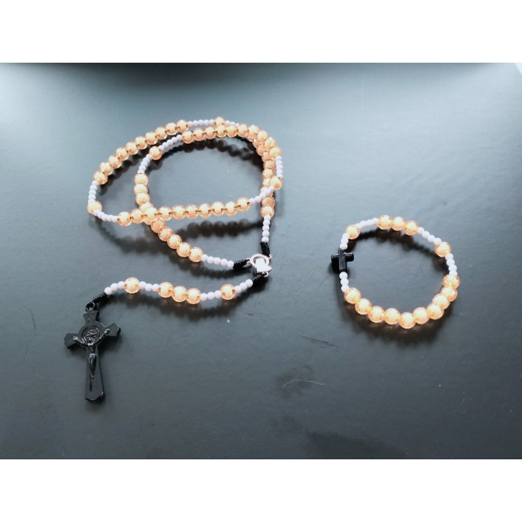 RG67 ROSARY PACKAGE + CATHOLIC CROSS BRACELET MOTE WORLD BALL LANTERN 8MM