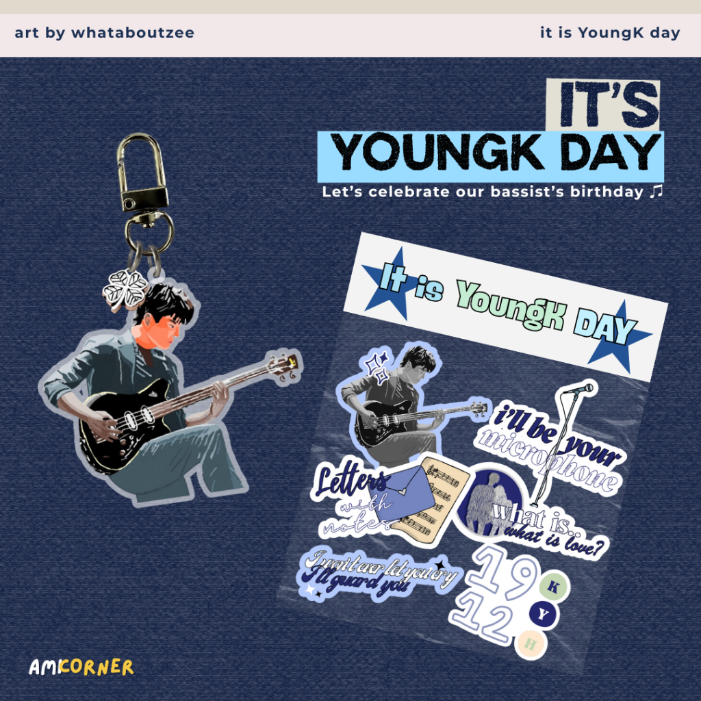 แพ็คเกจพวงกุญแจและสติ๊กเกอร์ Sungjin YoungK Wonpil DAY6 โดย amk มุม