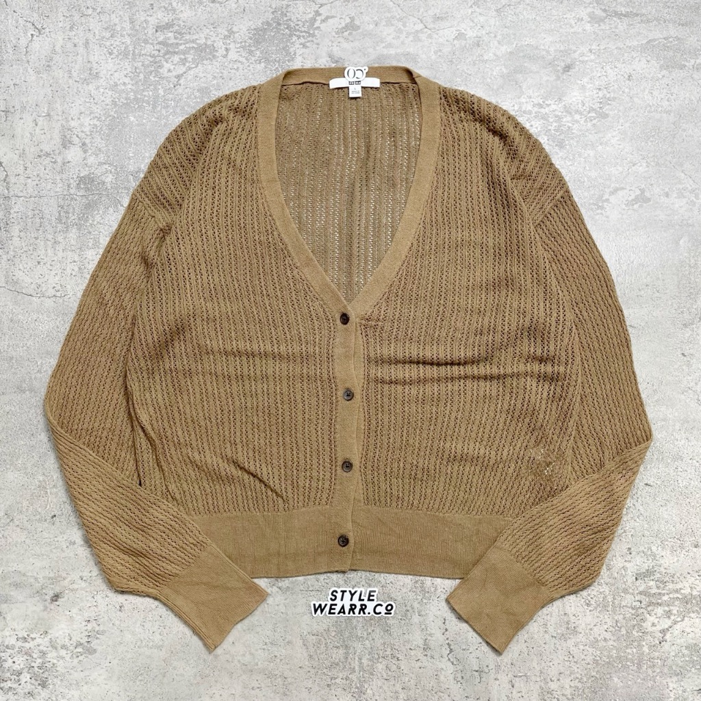 เสื้อคาร์ดิแกนสีน้ําตาลตาข่าย Uniqlo - kn4360