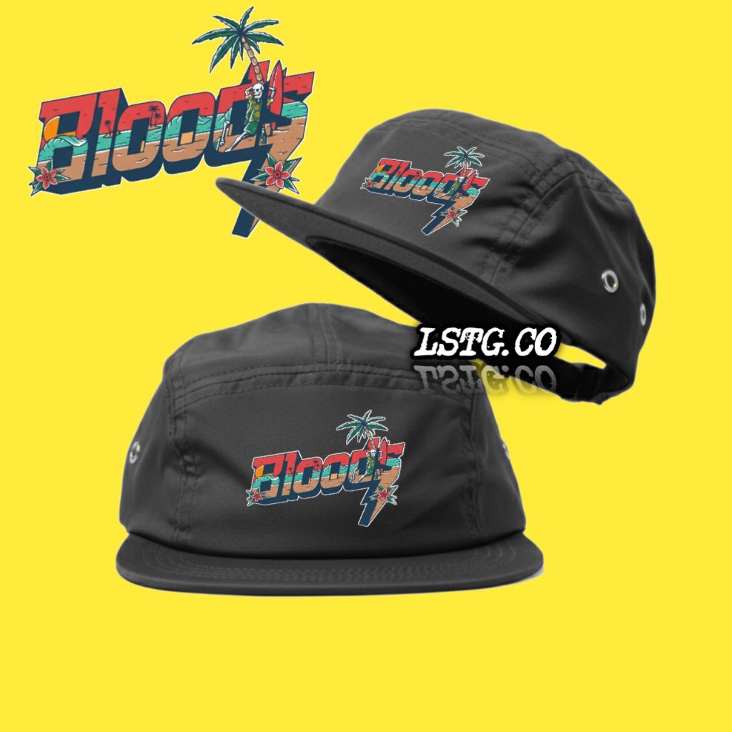 Bloods 5 Panel Hat / Five Panel Caps Hat / Five Panel Distro Hat สําหรับผู้ชายและผู้หญิง