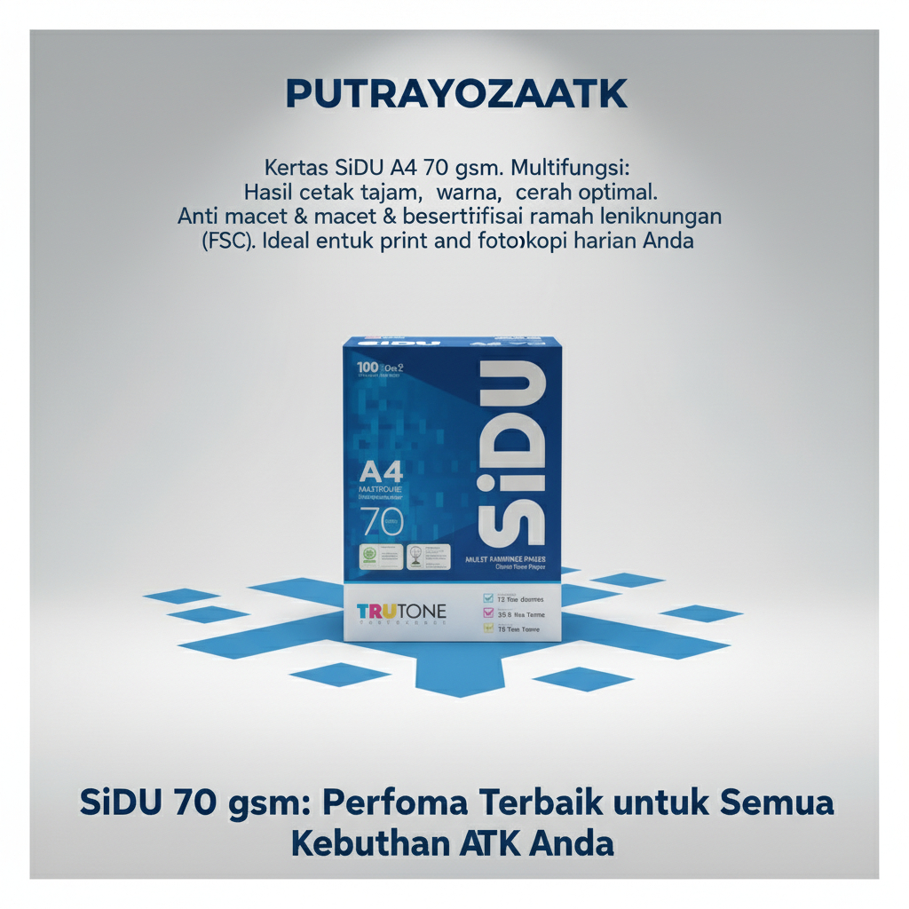 (1RIM: 500 แผ่น) กระดาษ SIDU TRUTONE A4 และ F4 70 GRAM HVS