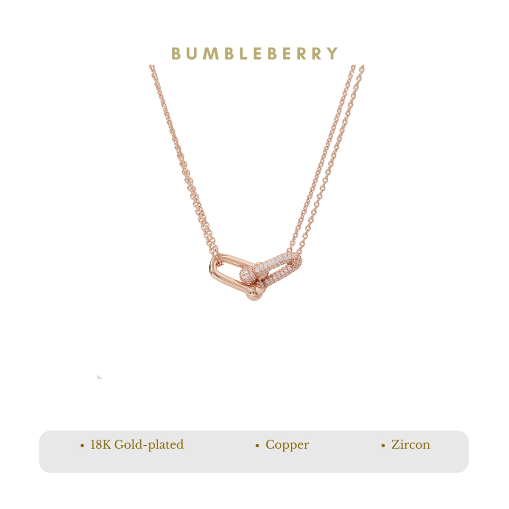 Bumbleberry Double Chain U Link Necklace สร้อยคอชุบทองผู้หญิง 18K