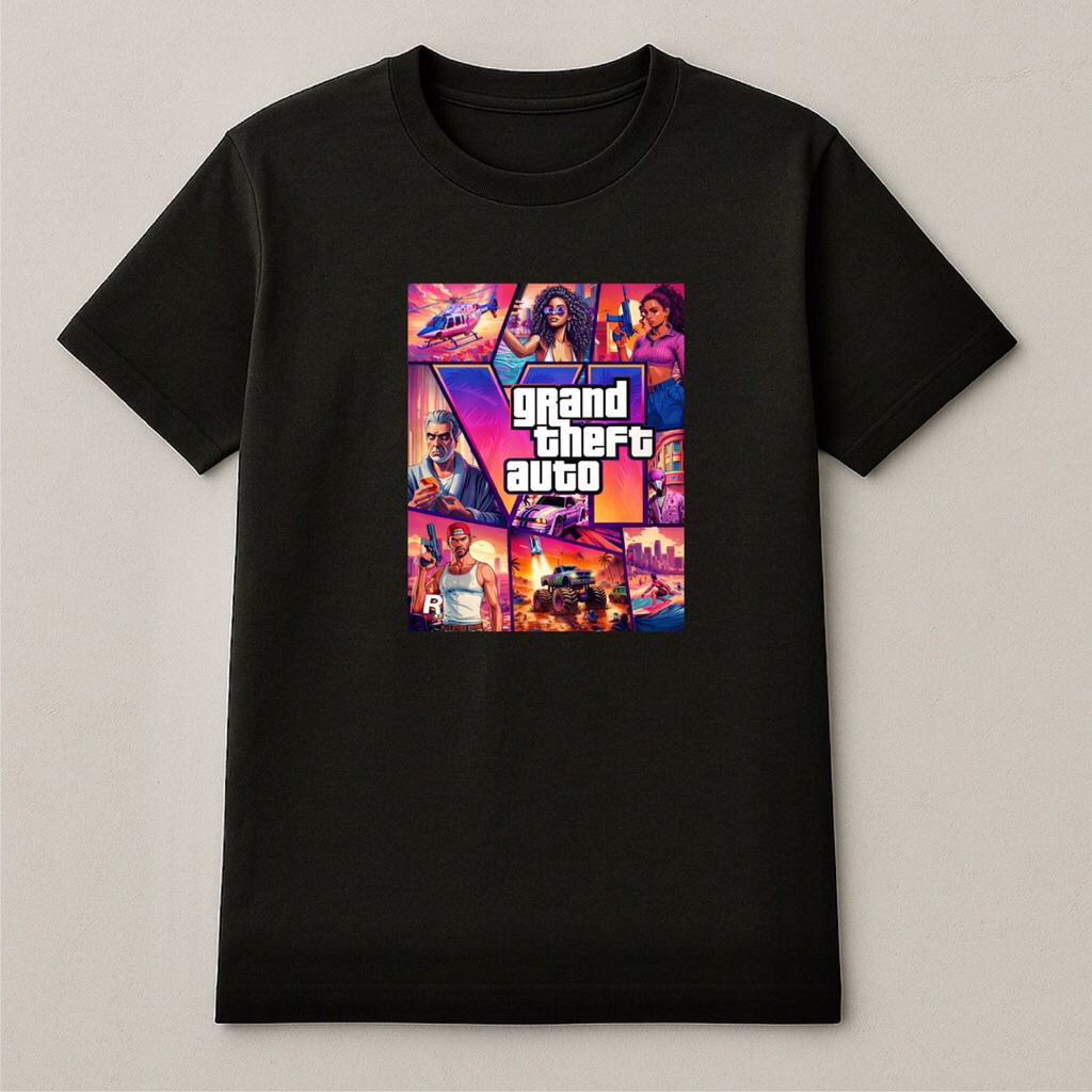 เสื้อยืด GTA 6 Grand Theft Auto VI - เสื้อยืดเกม ไซส์ S - 3XL