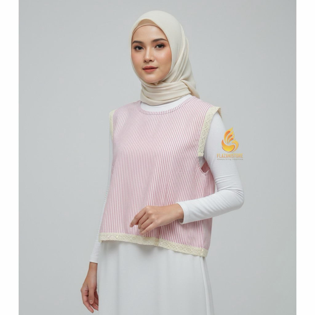 KATUN Yenna เสื้อชั้นในสตรีลายทางด้านในแขนกุด - เสื้อกั๊กลําลองผู้หญิงพร้อมผ้าฝ้ายลูกไม้ Variation