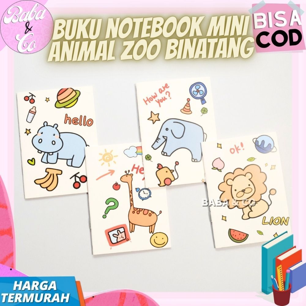 ZOO ANIMAL MINI BOOK A7 MINI NOTEBOOK A7 CUTE ANIMAL ZOO NOTEBOOK MINI POCKET BOOK A7 ZOO ANIMAL