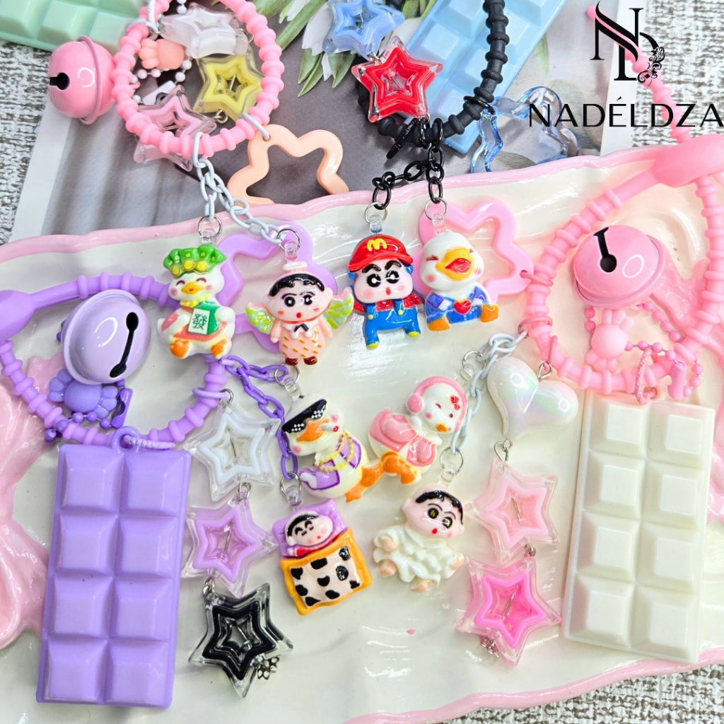 GANTUNGAN Nadeldza Mini Strap Bag Charm SinCHAN x DUCK Ice Cube Bell Sound/น่ารัก Sinchan Character 