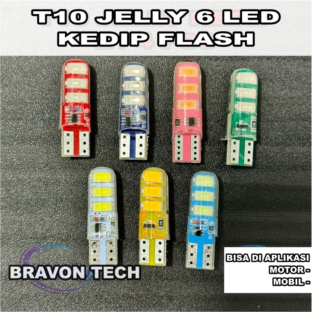 ราคา 2 ชิ้นและ 4 ชิ้น T10 Jelly ไฟ LED 6 LED กระพริบรถจักรยานยนต์รถเลี้ยวสัญญาณ Dusk T10 กระพริบ