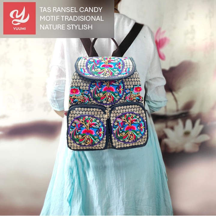 Yuumi Candy Bag Stylish Premium Nature Flower School Backpack for Women - T8C