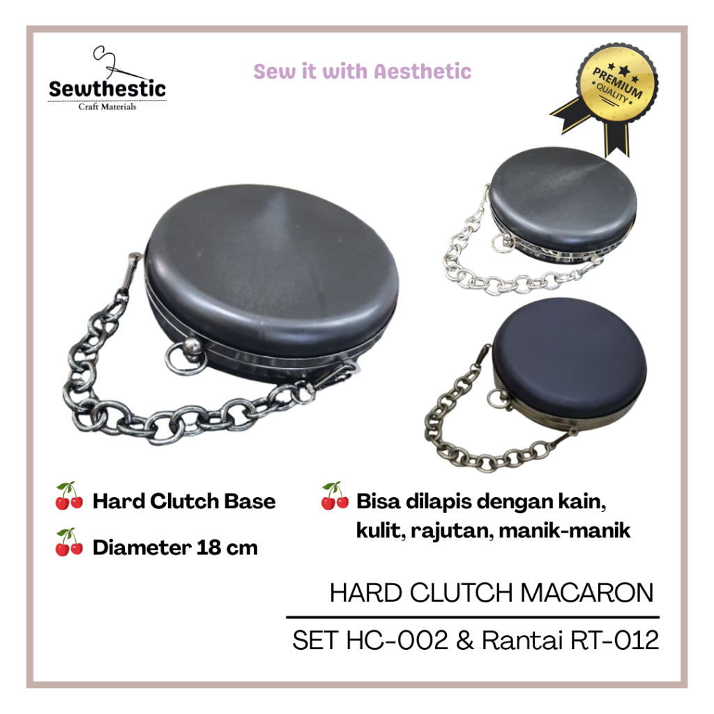HC-002&RT-012 | มาการูน มาการูน | ฐานคลัตช์แข็งรอบ 18 ซม. Macaron SET Chain RT-012– DIY กระเป๋าคลัทช