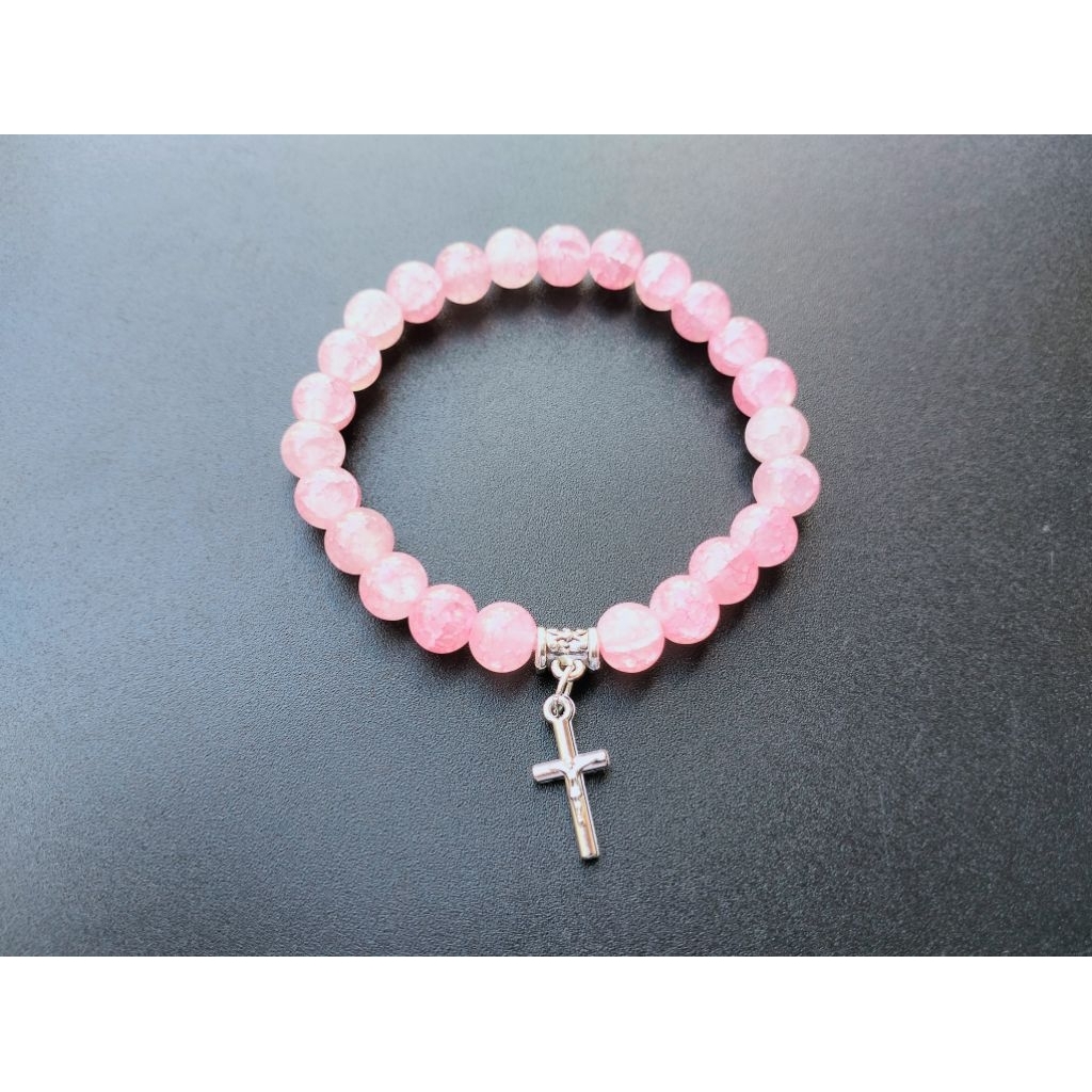 G987 HEAVY PEARL CROSS BRACELET CRYSTAL JADE แก้วแมวHOLIC BRACELET