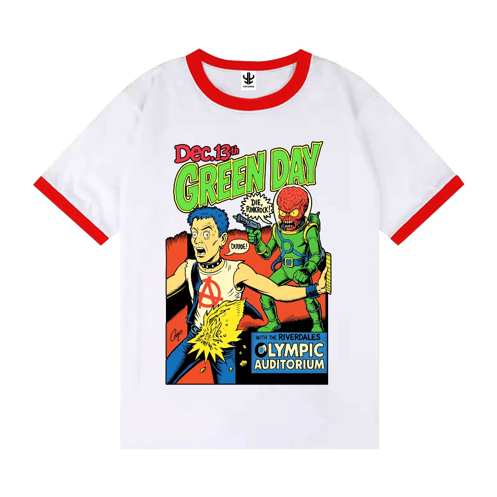 The Getooxs - เสื้อยืด Ringertee Green Day Dec19 เสื้อยืดผู้ใหญ่เพลง unisex หวี 24s