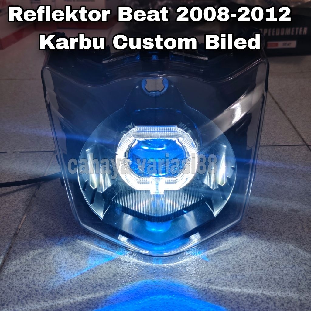 CAHAYA Custom Bild Headlamp สําหรับ Honda Beat คาร์บูเรเตอร์ 2008-2012 Bright Light สีขาวสีเหลือง Devil Eye Reflector Custom Bild ไฟหน้าสําหรับ Beat คาร์บูเรเตอร์ 2008-2012