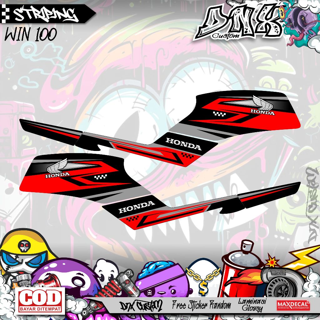 HONDA WIN 100 RACING KD11 สติ๊กเกอร์หลากหลายแถบ