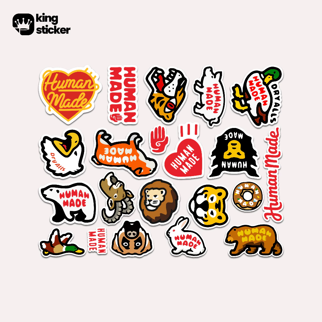 ชุดสติ๊กเกอร์สไตล์ออริจินัลระดับพรีเมียม Human Made – เนื้อหา 21 ชิ้น | นํา้มันเย็น | ไดคัทแม่นยํา | สีกันน้ํา & คมชัด | เหมาะสําหรับแล็ปท็อปขวดดื่มรถจักรยานยนต์และอุปกรณ์เสริมในชีวิตประจําวัน