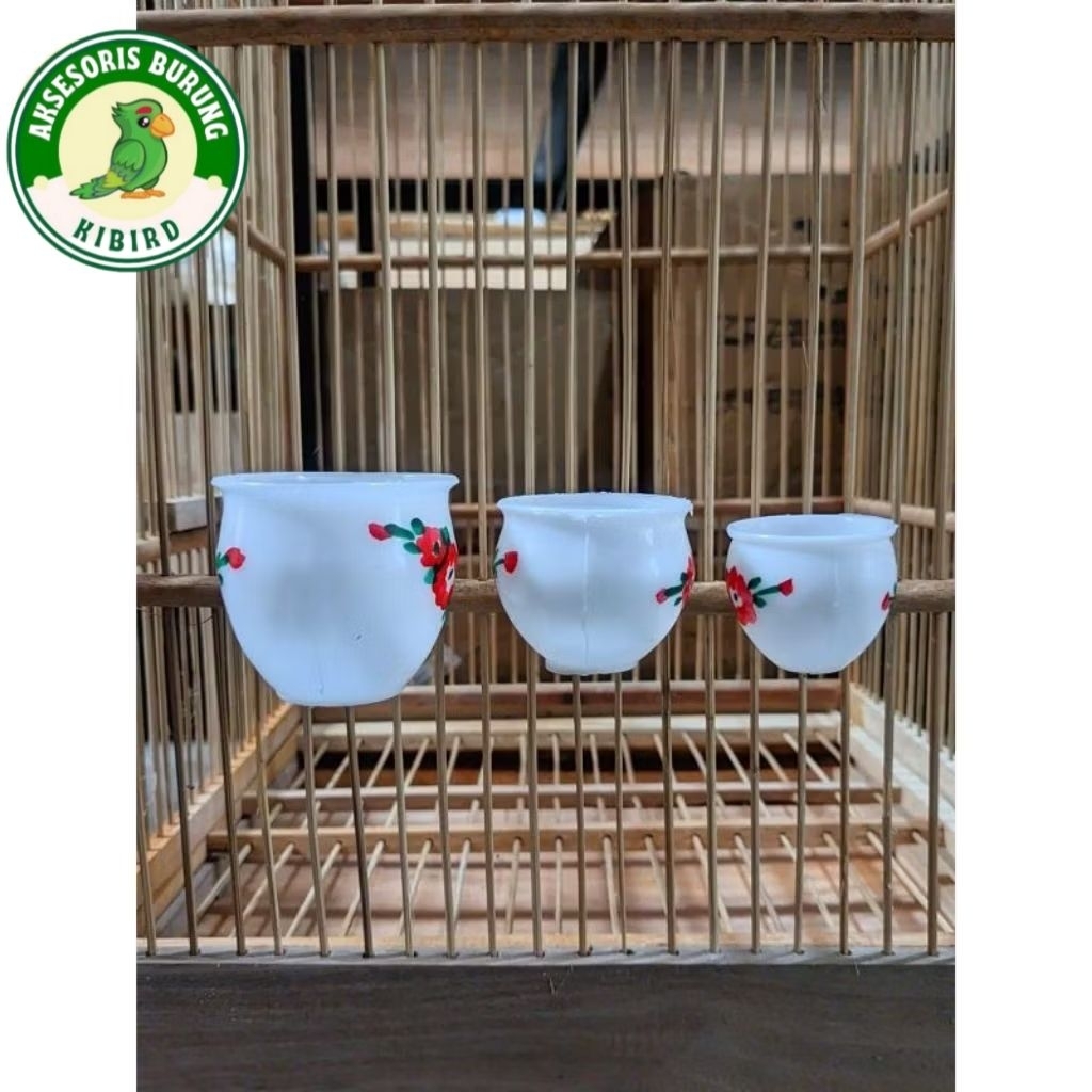 (CONTENTS 2 ชิ้น) ELITE SONG FLOWER CUP BIRD FOOD AND DRINKING CONTAINER WITH FLOWER MOTIF
