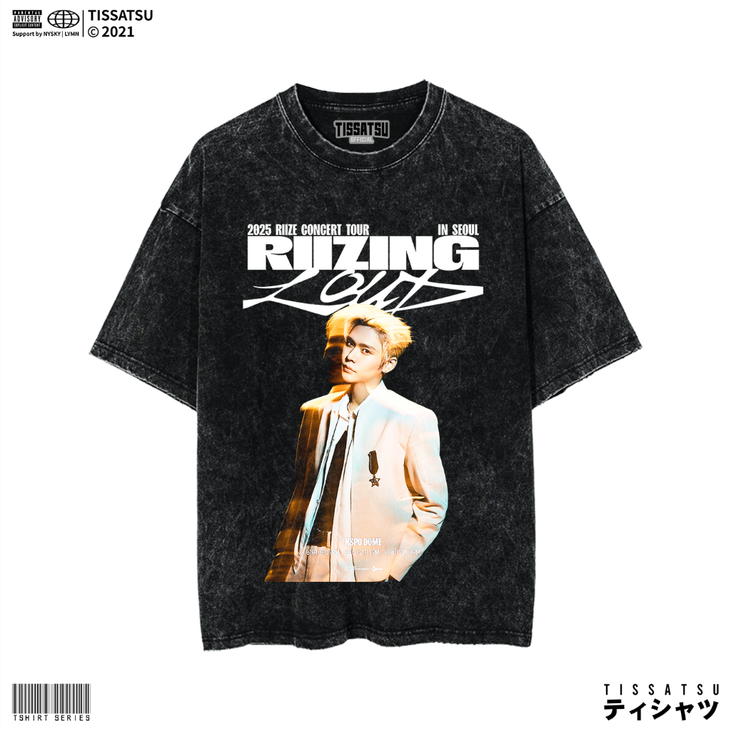 TISSATSU RIIZE เสื้อยืด Oversize Washed / เสื้อยืด Kpop Wash Slimfit / RIZE-13