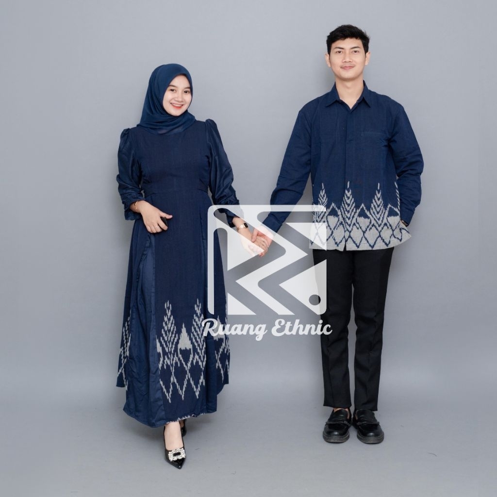 (ETHNIC ROOM) DAIA NAVY COUPLE WOVEN CLOTHES - COUPLE CLOTHES - COUPLE OUTFIT