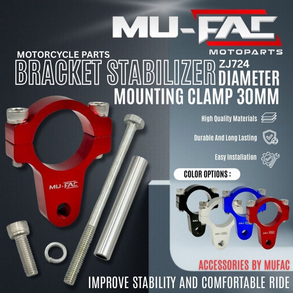 MU-FAC CNC Stabilizer Bracket 26 มม.และ 30 มม.Ninja R RR 150 R15v2 Vixion Jupiter Satria Fu Sonic Bl