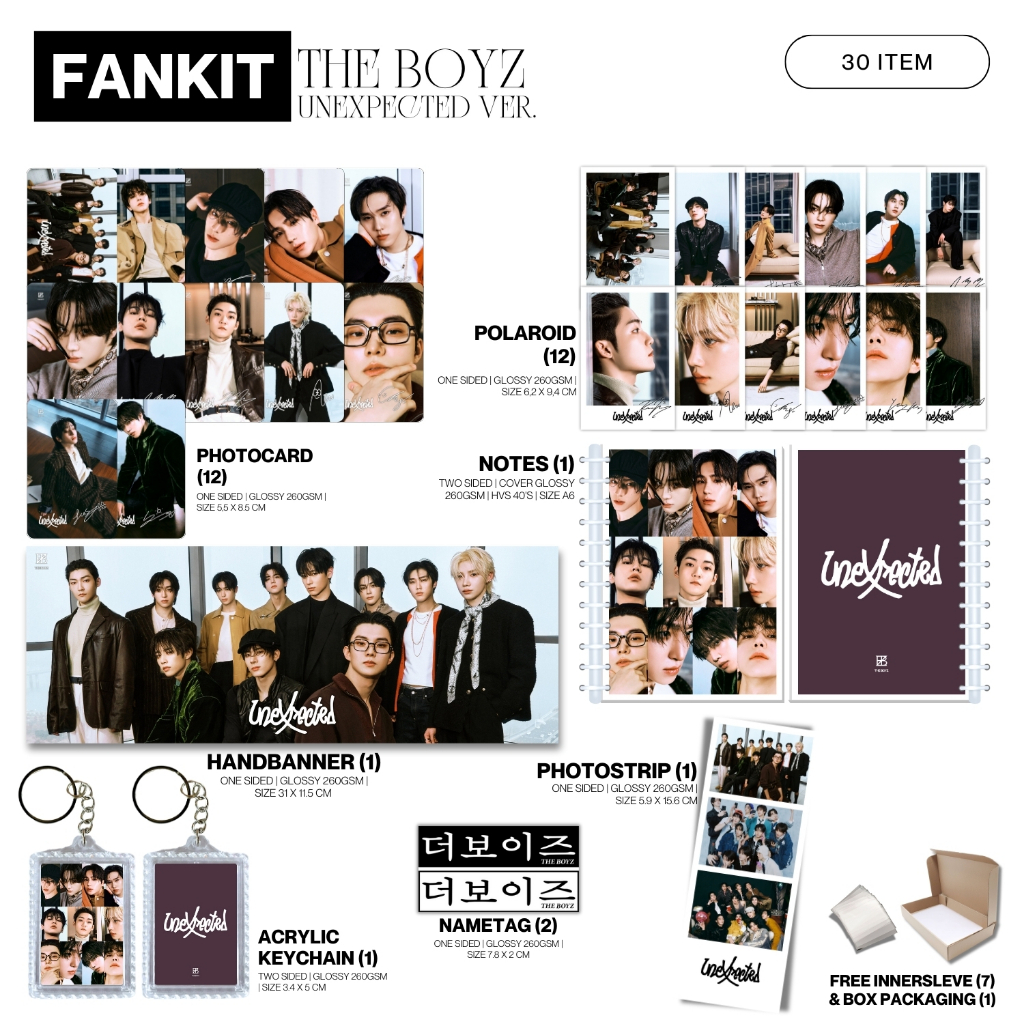 FANKIT THE BOYZ UNEXPECTED 30 รายการ KPOP IDOL UNOFFICIAL SANGYEON JACOB HYUNJAE JUYEON SUNWOO ERIC