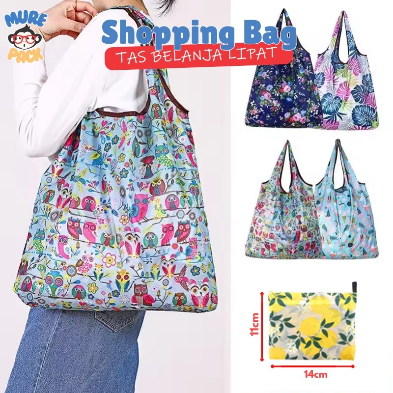 Eco Bag Folding Bag / กระเป๋าช้อปปิ้งพับได้ / Shoppinh Bag / Eco Bag Waterproof Motif Large Size