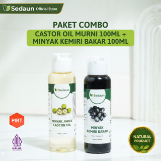 Sedaun - Paket Castor Oil 100 ML + Minyak Kemiri Bakar 100 ML Minyak Jarak