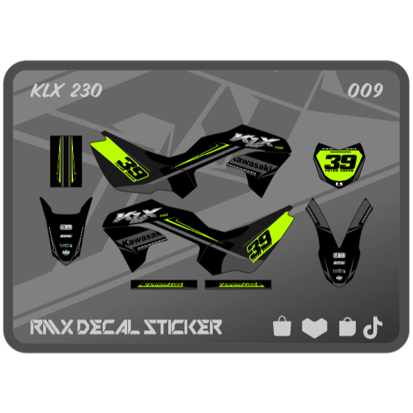 MERAH HIJAU KLX 230 S FULLBODY STICKER (009) KAWASAKI LX SE DECAL STICKER 2019 2020 2021 2022 2023 B