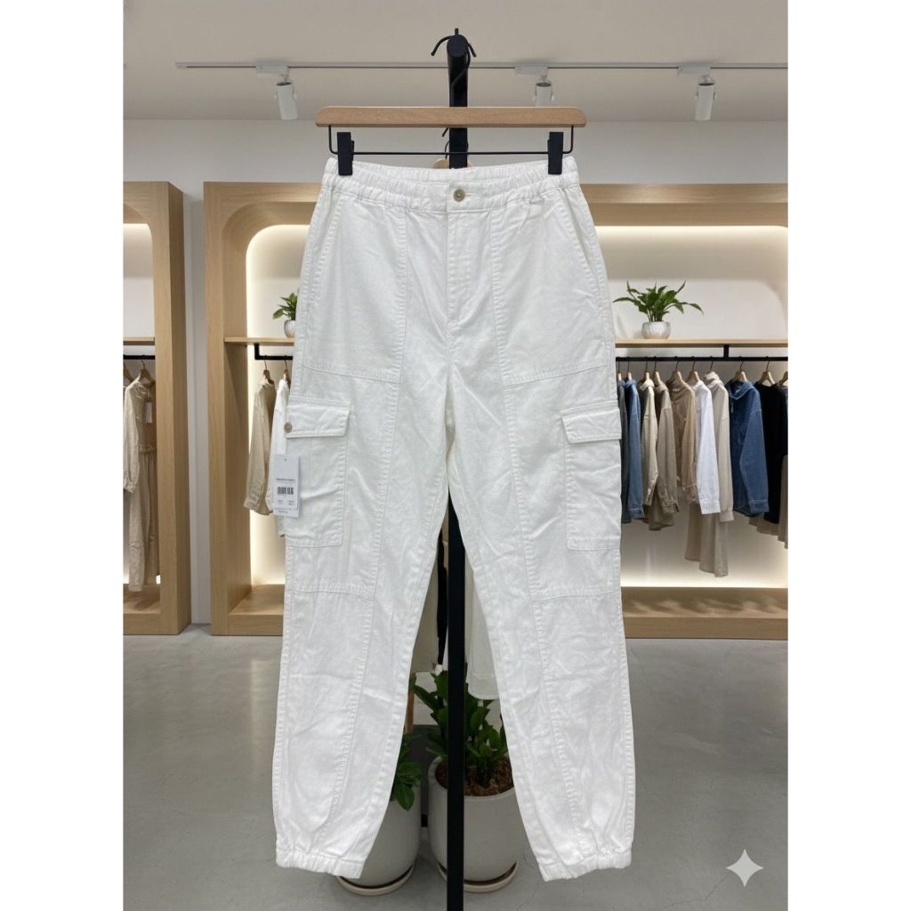 LRN - กางเกงขายาวผู้หญิง WHITE JOGGER CARGO