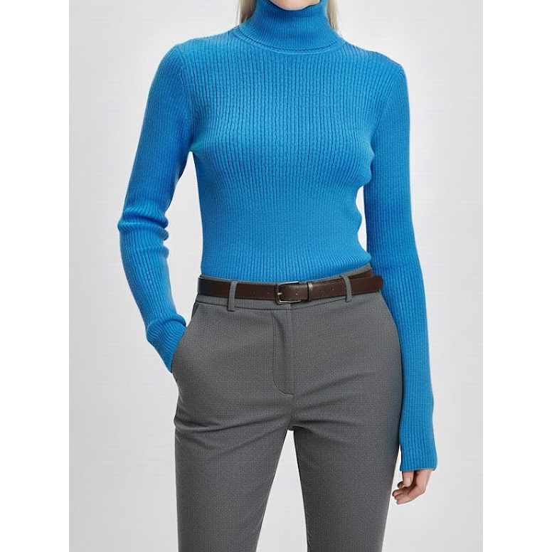 Oysho Jumper เสื้อคอเต่าผ้าขนสัตว์ชนิดหนึ่งใน Sky Blue - เสื้อกันหนาวชุดชั้นในชั้นฐานของผู้หญิง