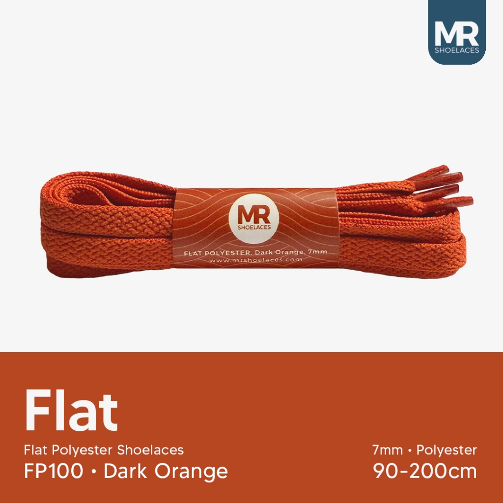 MR Shoelaces FP100 Dark Orange (Dark Orange) เชือกผูกรองเท้าโพลีเอสเตอร์แบน 7mm 80cm 90cm 100cm 120c