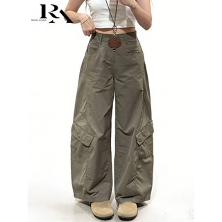 RIOD AOER Overall Retro Amerika untuk Wanita Di Musim Gugur dan Musim Dingin 2025 Celana Kaki Lebar Pelangsing Longgar Orang Kecil Pinggang Tinggi Ditambah Celana Pedang Beludru