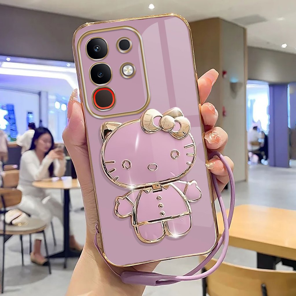 เคสนิ่ม Vivo Y29 4G Case Stand Holder Mirror Silicone Luxury Plating