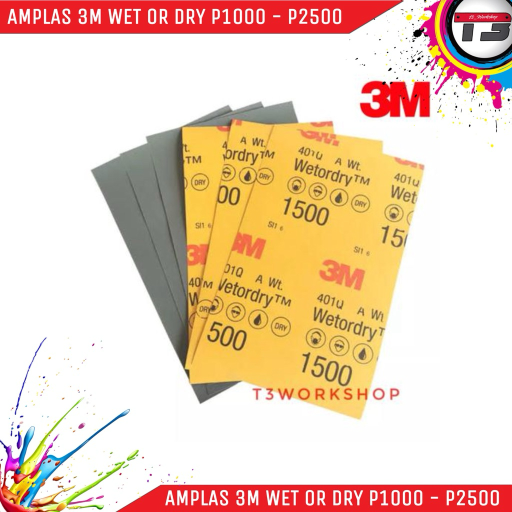 3M กระดาษทรายเปียกหรือแห้ง 50 แผ่น P1000 P1500 P2000 P2500